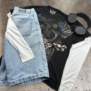 Muskogee Vintage Y2K Ben Franklin Cowboy Graphic T-Shirt Black Mens Large